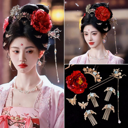 Elegant Ancient Costume Perm Flower Hairpin Hanfu Tang Style Hair Accessory