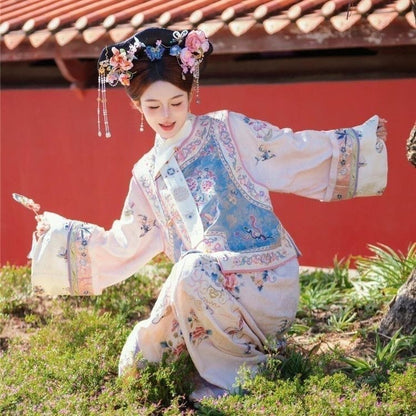 Qing Dynasty Princess Hanfu Gege Outfit – Palace Cheongsam Two-Piece Set