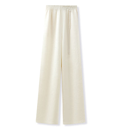 New Chinese Style High-Waist Wide-Leg Acetate Pants for Women