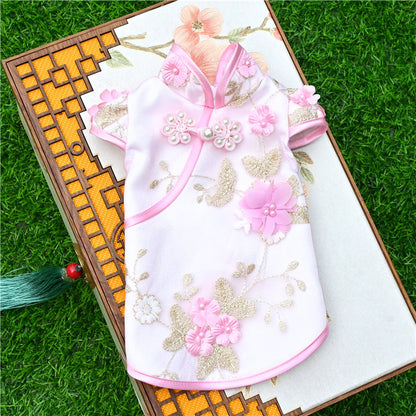 New Chinese Style Pet Cheongsam for Cats and Dogs Spring Summer
