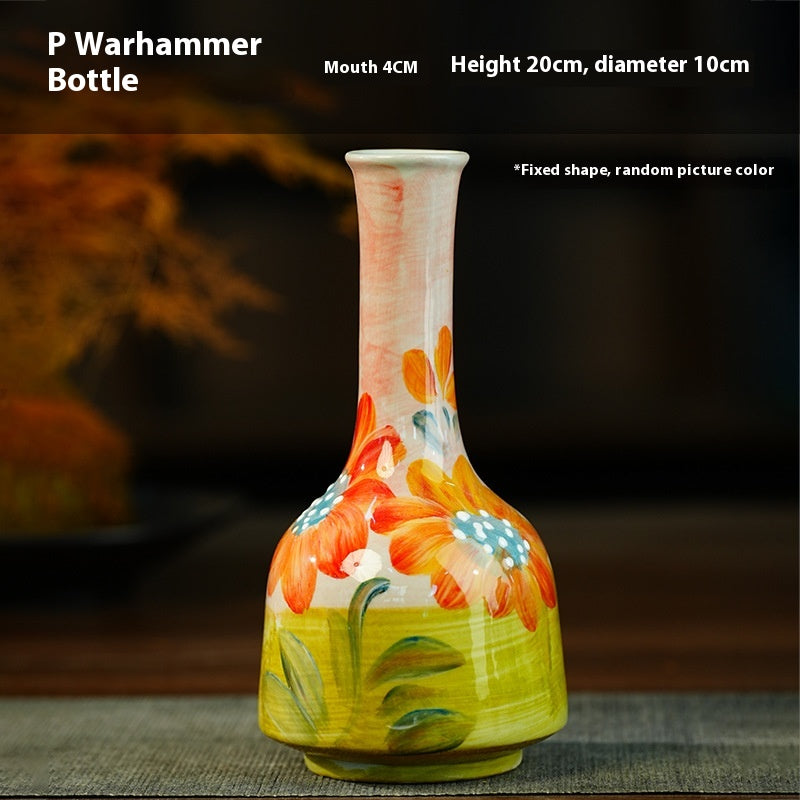 Jingdezhen Handmade Ceramic Vase — Oil Painting Style Small Home Decor