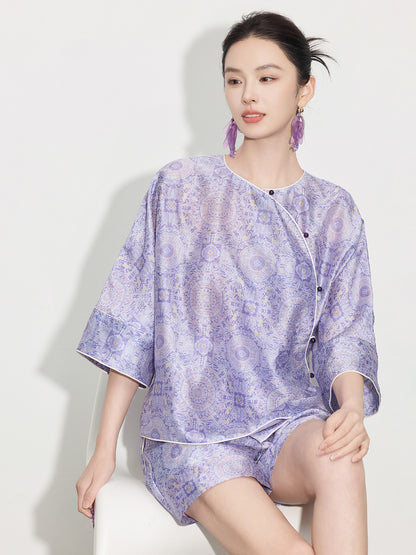 Chinese Style Asymmetrical Shirt & Shorts Set New Summer Casual Outfit