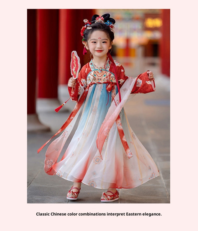 Girls’ Spring Autumn Hanfu | High-End Fairy Ru Skirt National Style Dress