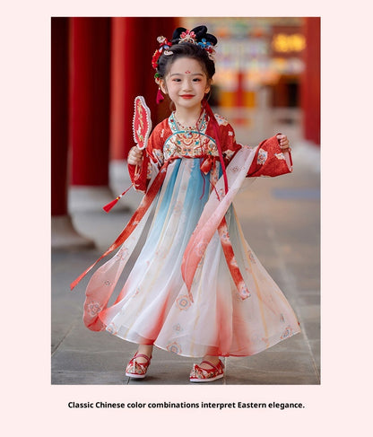 Girls’ Spring Autumn Hanfu | High-End Fairy Ru Skirt National Style Dress