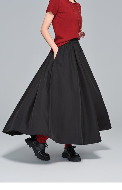 Slimming Vintage Half Skirt with Wide Hem for Women