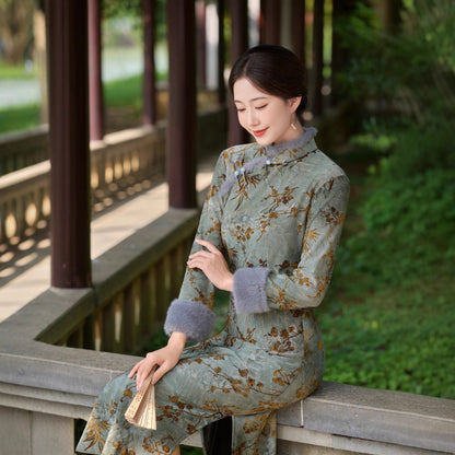 Old Shanghai Style Qipao – Elegant Autumn Winter Daily Wear