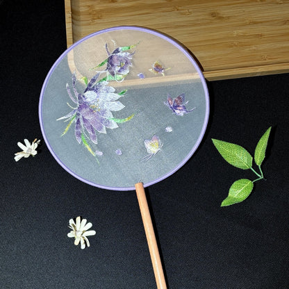 Handmade Chinese Round Fan — Summer Hanfu Cheongsam Embroidered Fan