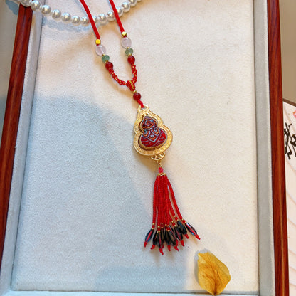 Song Brocade Gourd Pendant | Elegant Chinese Style Peace Amulet Accessory