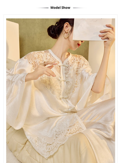 New Chinese Style Embroidered Jacket Skirt Set | Heavy Bead Lace Patchwork