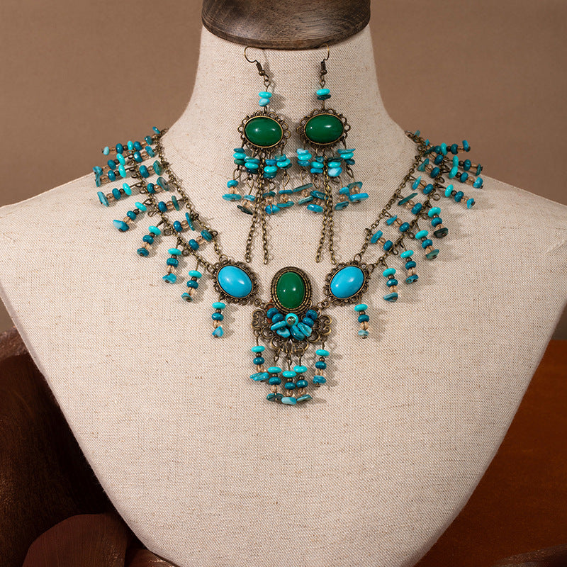 Exotic Ancient Style Hair Ornament Set | Hanfu Earrings Necklace Hair Accessory