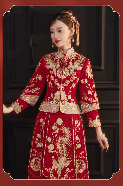 Xiuhe Wedding Dress Bride Slim Fit Chinese Wedding Couple Set
