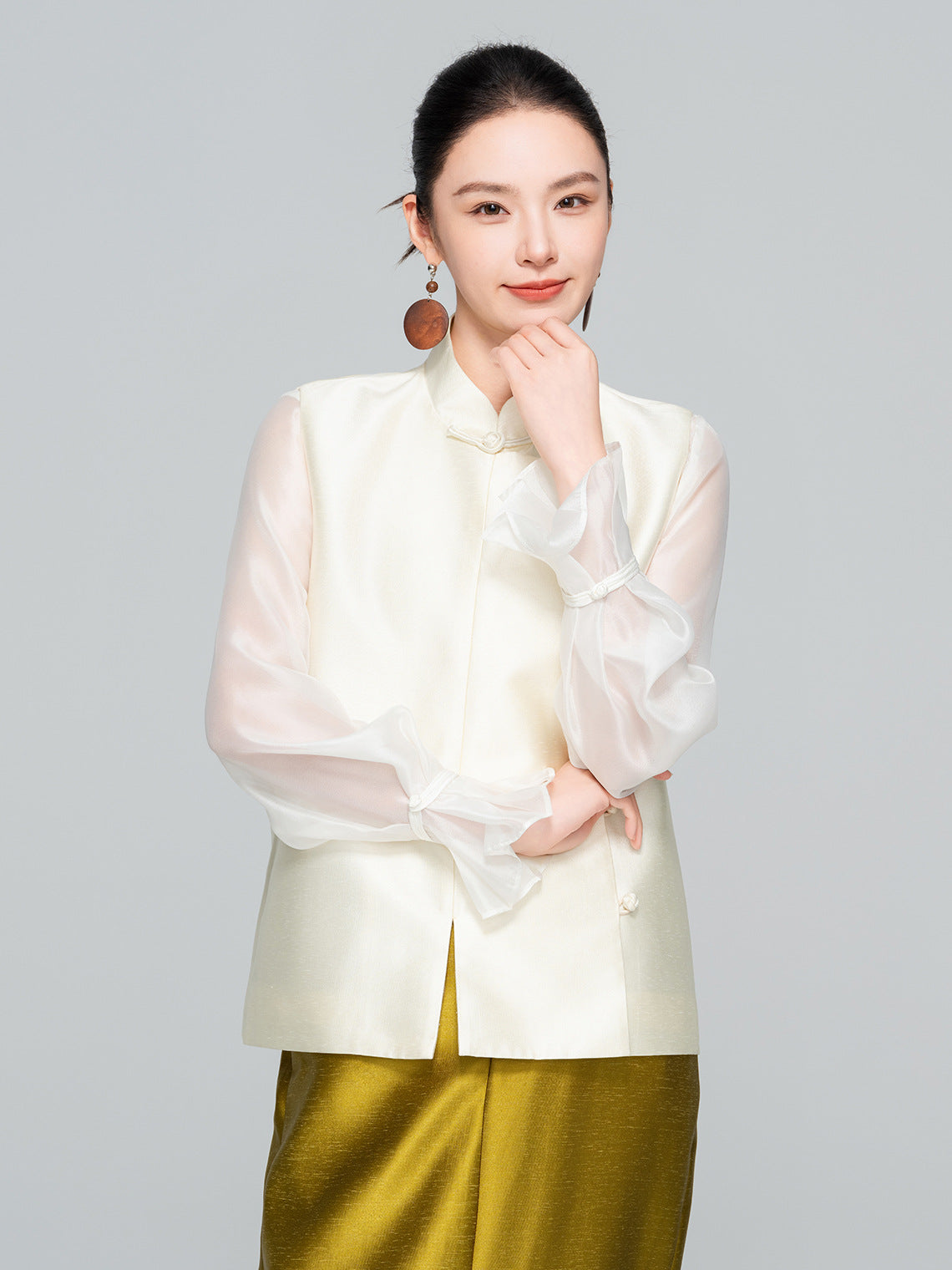 Layered Sleeveless Vest with Side Slit for Women