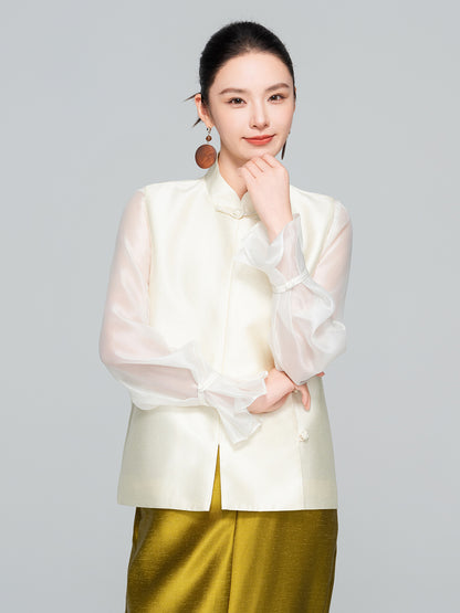 Layered Sleeveless Vest with Side Slit for Women