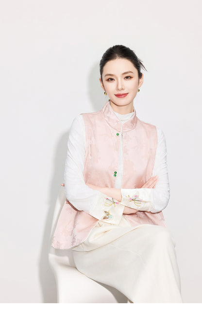 High-End Elegant Jacquard Vest Top for Women