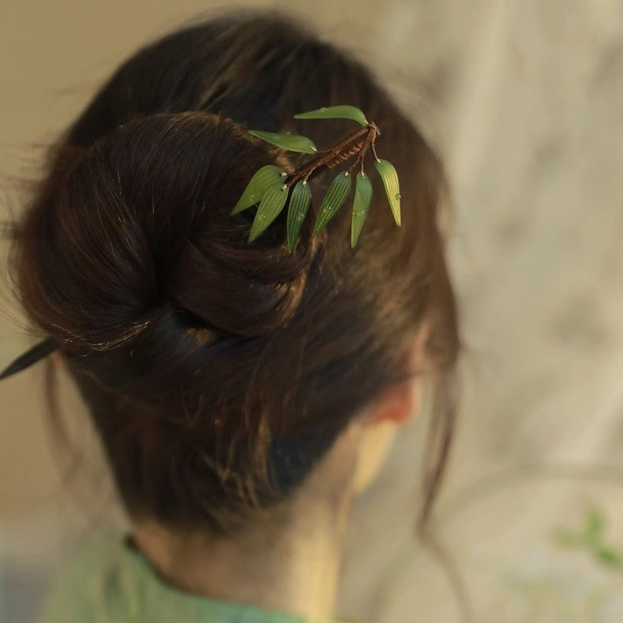 Bamboo Leaf Hairpin | New Chinese Style Tassel Hair Accessory for Women