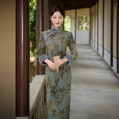 Old Shanghai Style Qipao – Elegant Autumn Winter Daily Wear