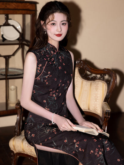 Sleeveless Improved Cheongsam – 2025 Retro Floral Daily Dress