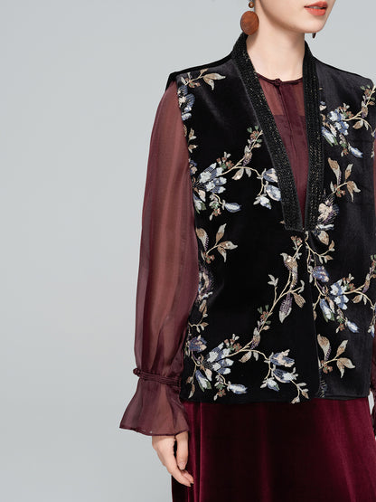 Sophisticated Heavy Embroidery Sequin Vest