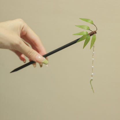Bamboo Leaf Hairpin | New Chinese Style Tassel Hair Accessory for Women
