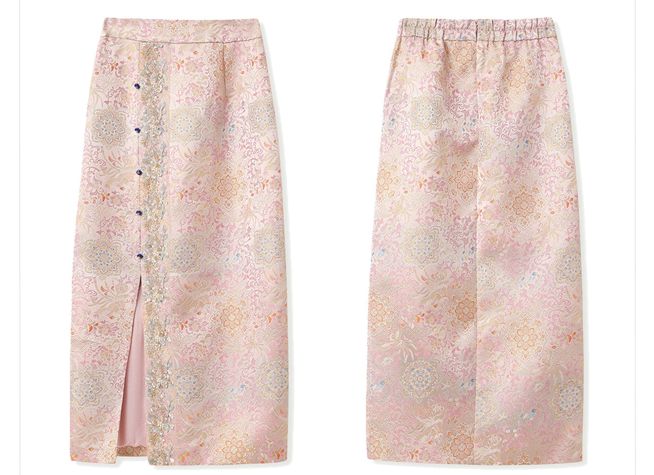 Elegant Beaded Asymmetrical Vest & High Waist Skirt Set