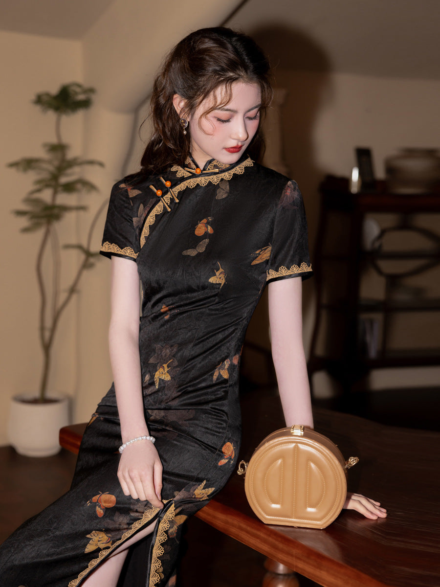 Black Dream Cheongsam – Youth High-End Slim Fit Dress