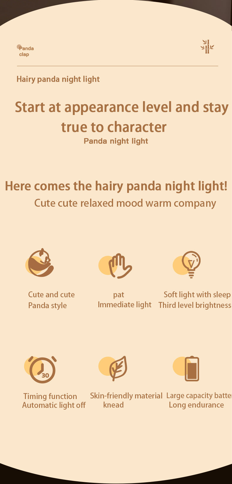 Furry Fun Panda Lamp USB Night Light Cute Bedside Gift Lamp