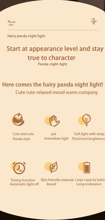 Furry Fun Panda Lamp USB Night Light Cute Bedside Gift Lamp