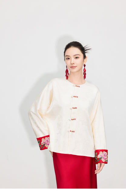 Stylish National Style Embroidered Top for Women
