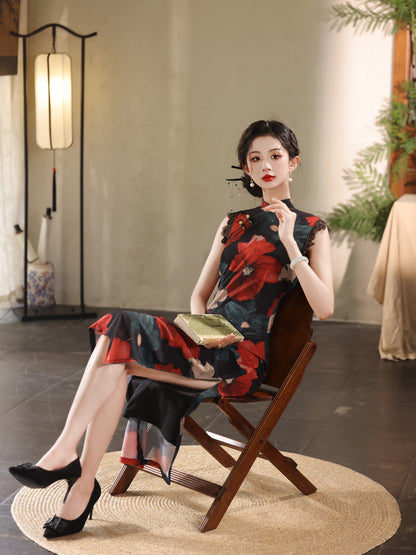 Elegant Youth Cheongsam – Sleeveless Retro High-End Dress