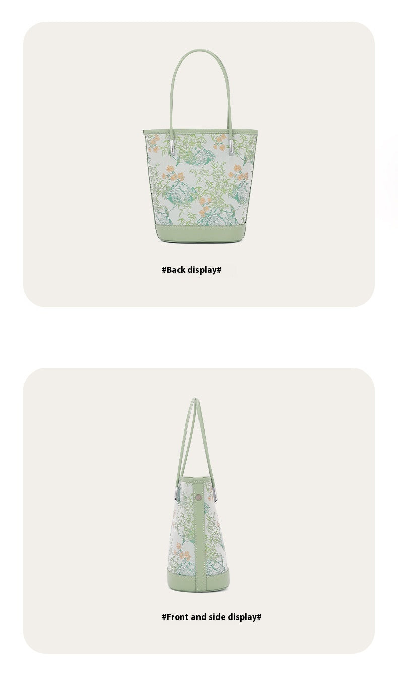 Song Brocade Silk Bucket Bag New Chinese Style Shoulder Crossbody Bag for Women