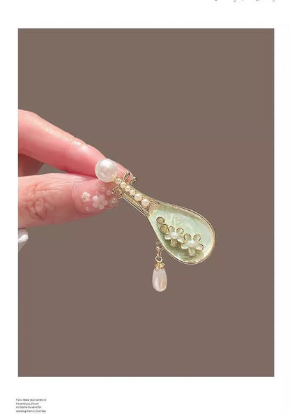 Rose Pipa Hair Clip Chinese Style Side Bang Clip Vintage Hairpin