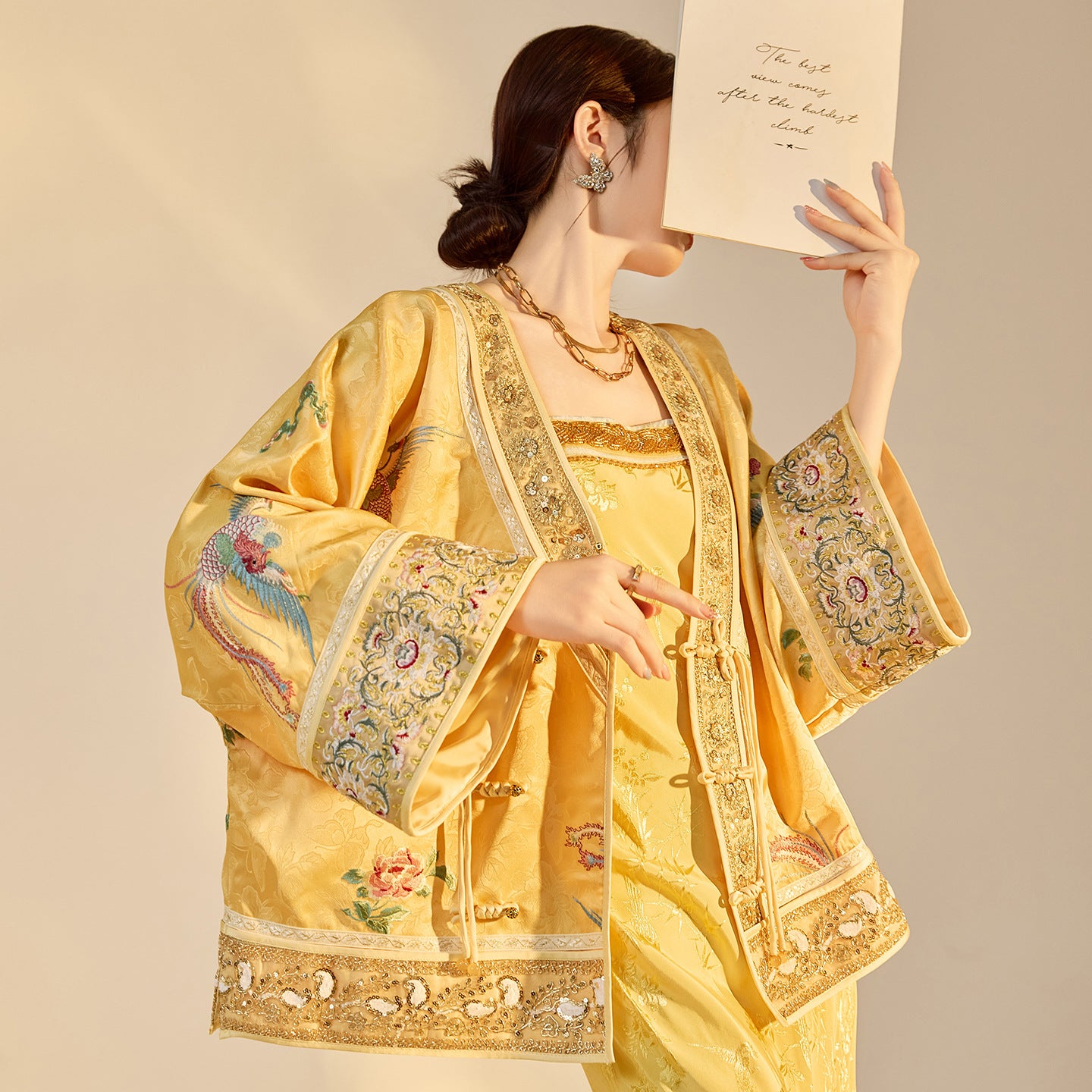 Luxury V-Neck Embroidered Jacket – Modern Chinese Style Outerwear