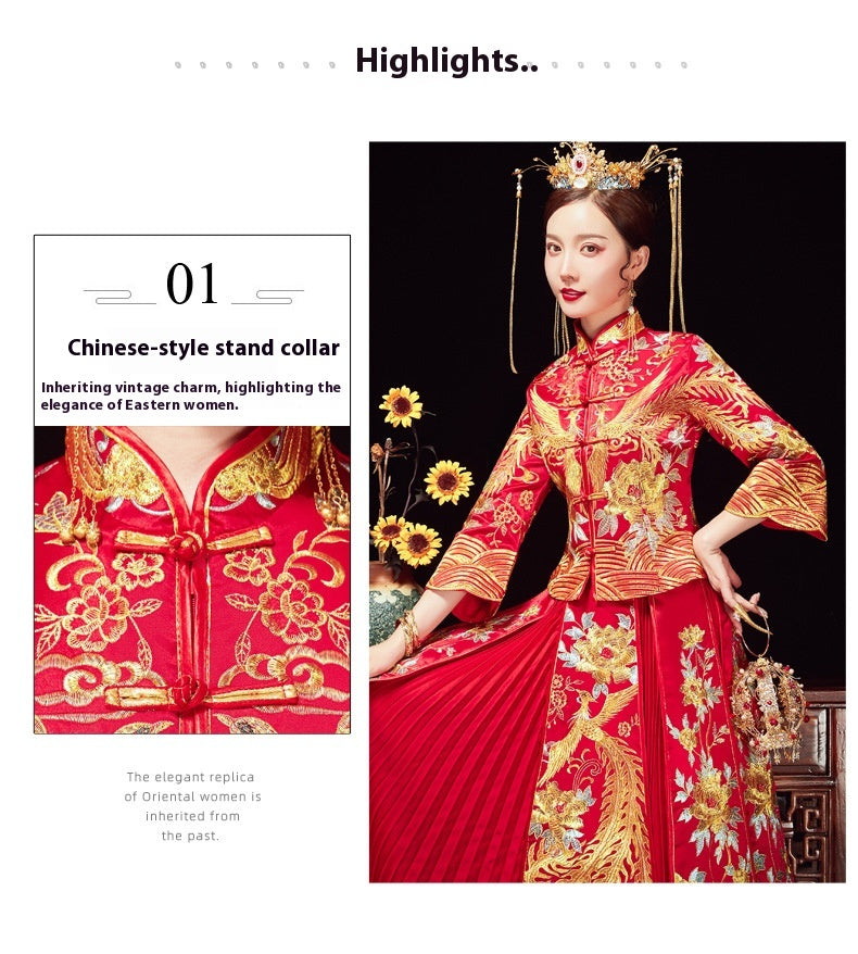 Xiuhe Wedding Dress Bride Plus Size Dragon Phoenix Gown Set