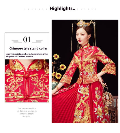 Xiuhe Wedding Dress Bride Plus Size Dragon Phoenix Gown Set