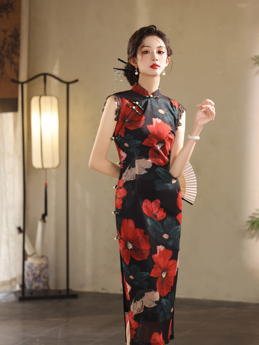 Elegant Youth Cheongsam – Sleeveless Retro High-End Dress