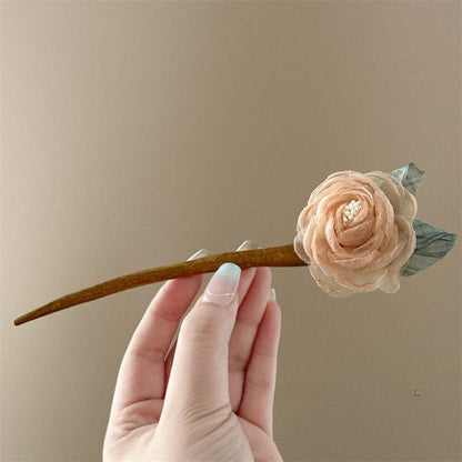 Purple Rose Hairpin Summer Mesh Flower Ancient Style Hair Accessory