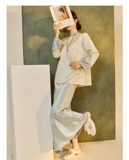 2025 New Chinese Style Elegant Jacquard Shirt | High-End Embroidered Button Top