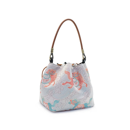 Creative Song Brocade Bucket Bag — New Chinese Style Hanfu Handbag for Women