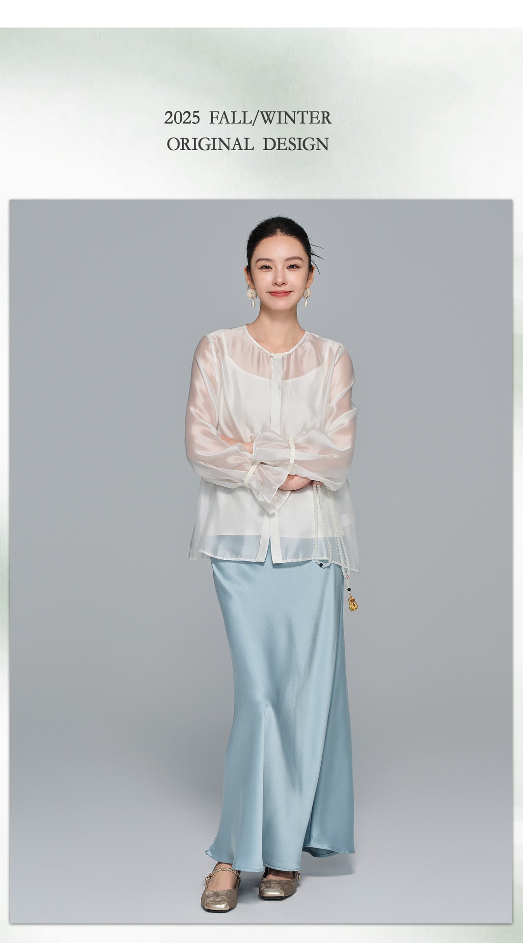 High-End Soft Gauze Long Sleeve Top for Women