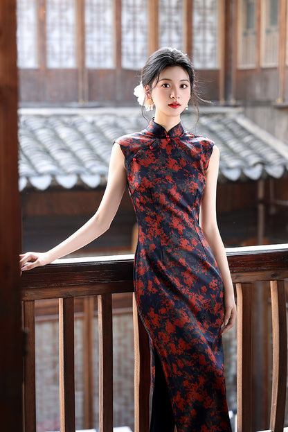 Slim Fit Retro Qipao – Elegant Long Chinese Dress