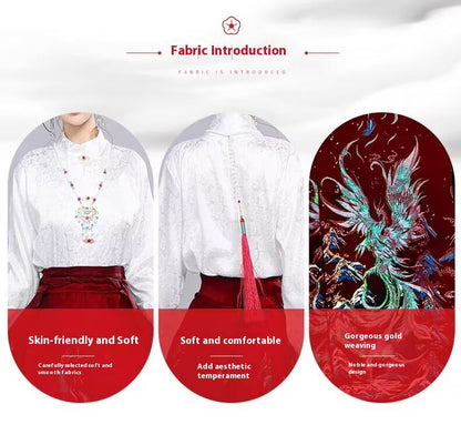 Ming Dynasty Hanfu Set — High Collar Shirt and Horse Face Skirt