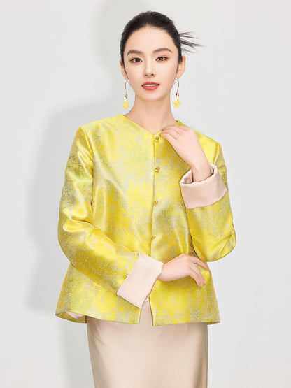 High-End Stylish Jacquard Tang Suit Inspired Top