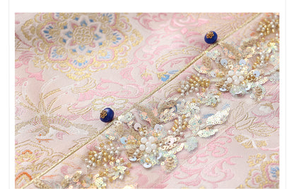 Elegant Beaded Asymmetrical Vest & High Waist Skirt Set