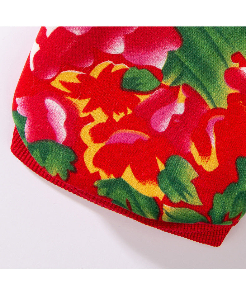 Floral Two-Leg Warm Pet Coat Small Dog Cat Autumn Winter Jacket