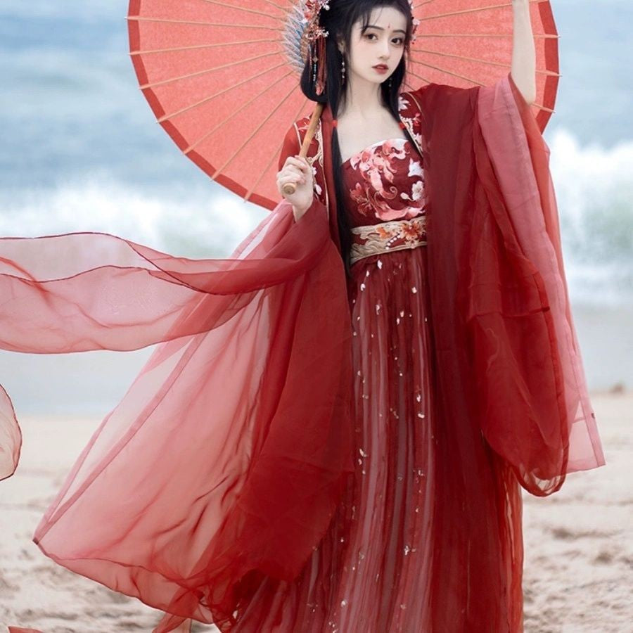 Myth Series Hanfu — Embroidered Large Sleeve Shirt & Hezi Skirt Set