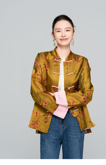 Old Money Style Printed Tang Jacket for Women
