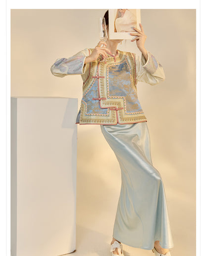 2025 New Chinese Style Elegant Jacquard Shirt | High-End Embroidered Button Top