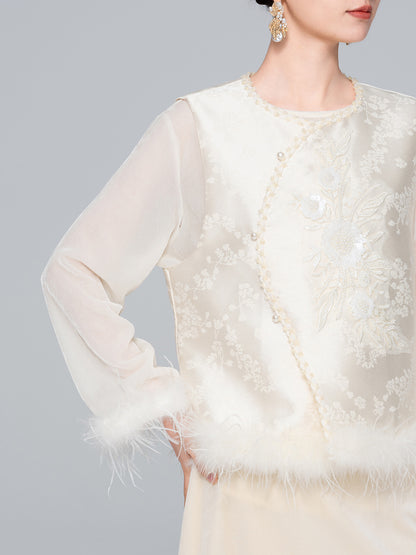 National Style Feather and Sequin Vest for Women