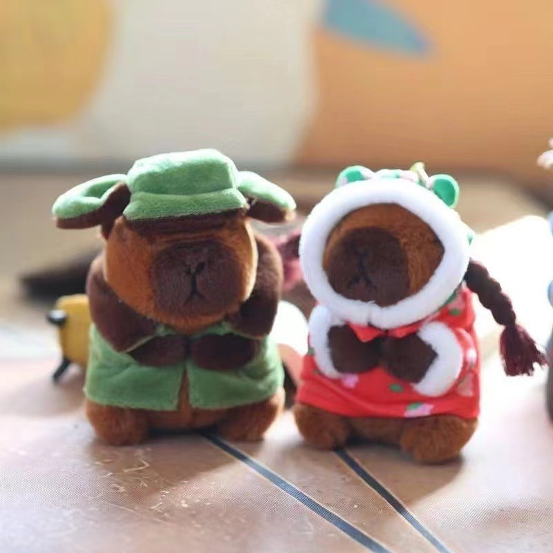 Northeast Floral Capybara Plush Keychain Cute Cartoon Bag Doll