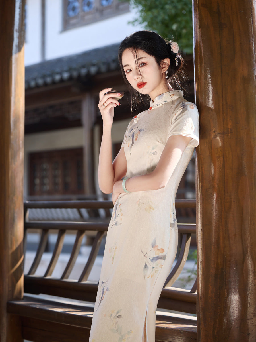 New Chinese Style Cheongsam – High-End Slim Fit Daily Dress